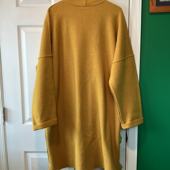 Eileen fisher Women's XL Mustard Yellow Sweater long boiled wool kimono coat - Picture 7 of 11